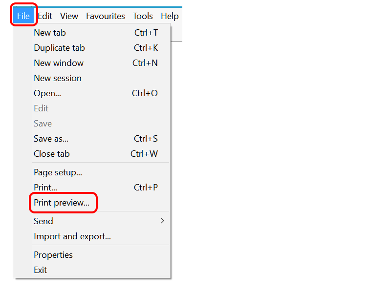 In the print preview window, click on the icon that toggles headers and ...